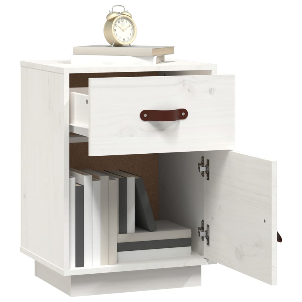 Bedside Cabinet White 40x34x55 cm Solid Wood Pine