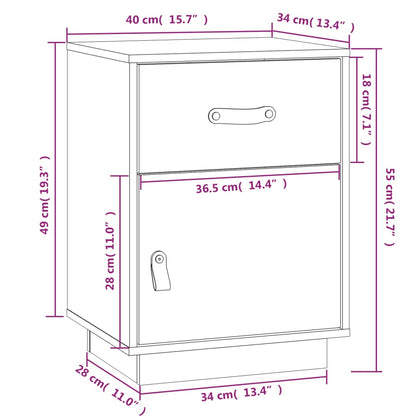 Bedside Cabinet White 40x34x55 cm Solid Wood Pine