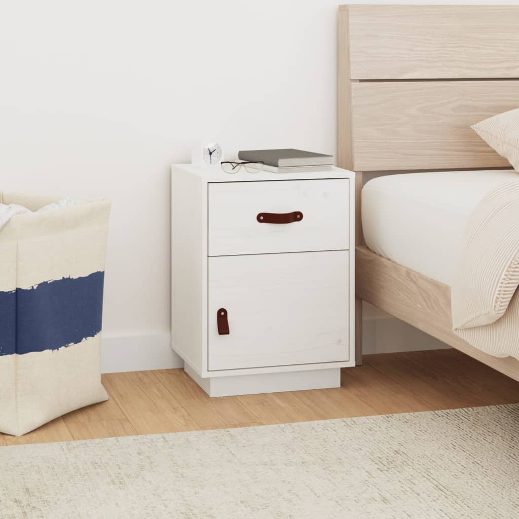 Bedside Cabinet White 40x34x55 cm Solid Wood Pine