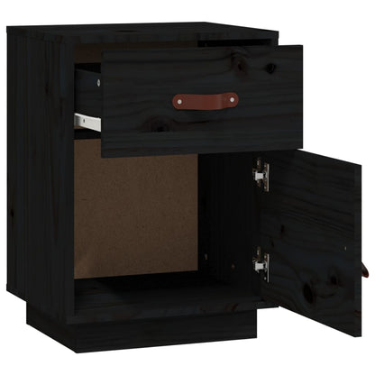 Bedside Cabinet Black 40x34x55 cm Solid Wood Pine