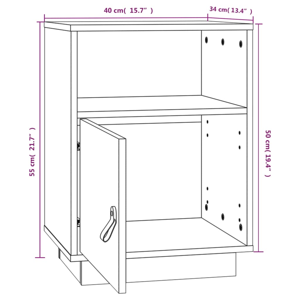 Bedside Cabinet Black 40x34x55 cm Solid Wood Pine