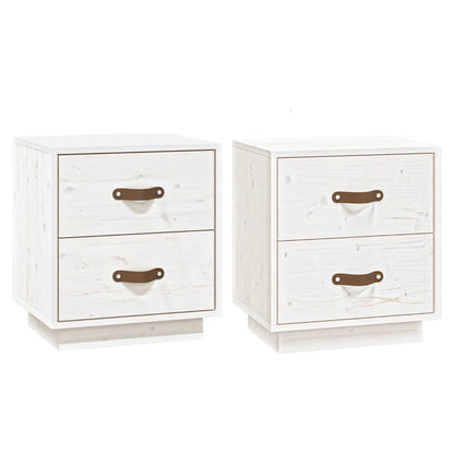 Bedside Cabinets 2 pcs White 40x34x45 cm Solid Wood Pine