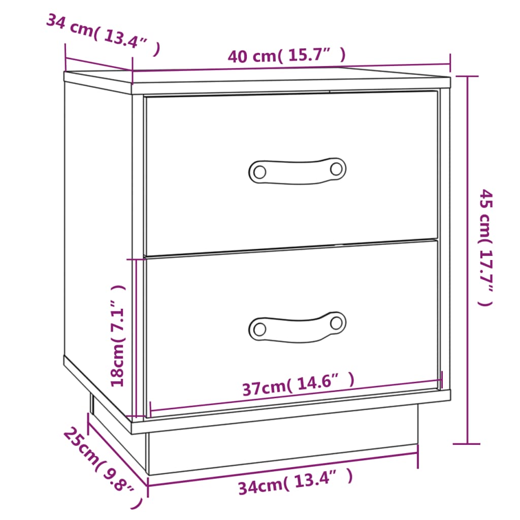 Bedside Cabinets 2 pcs White 40x34x45 cm Solid Wood Pine