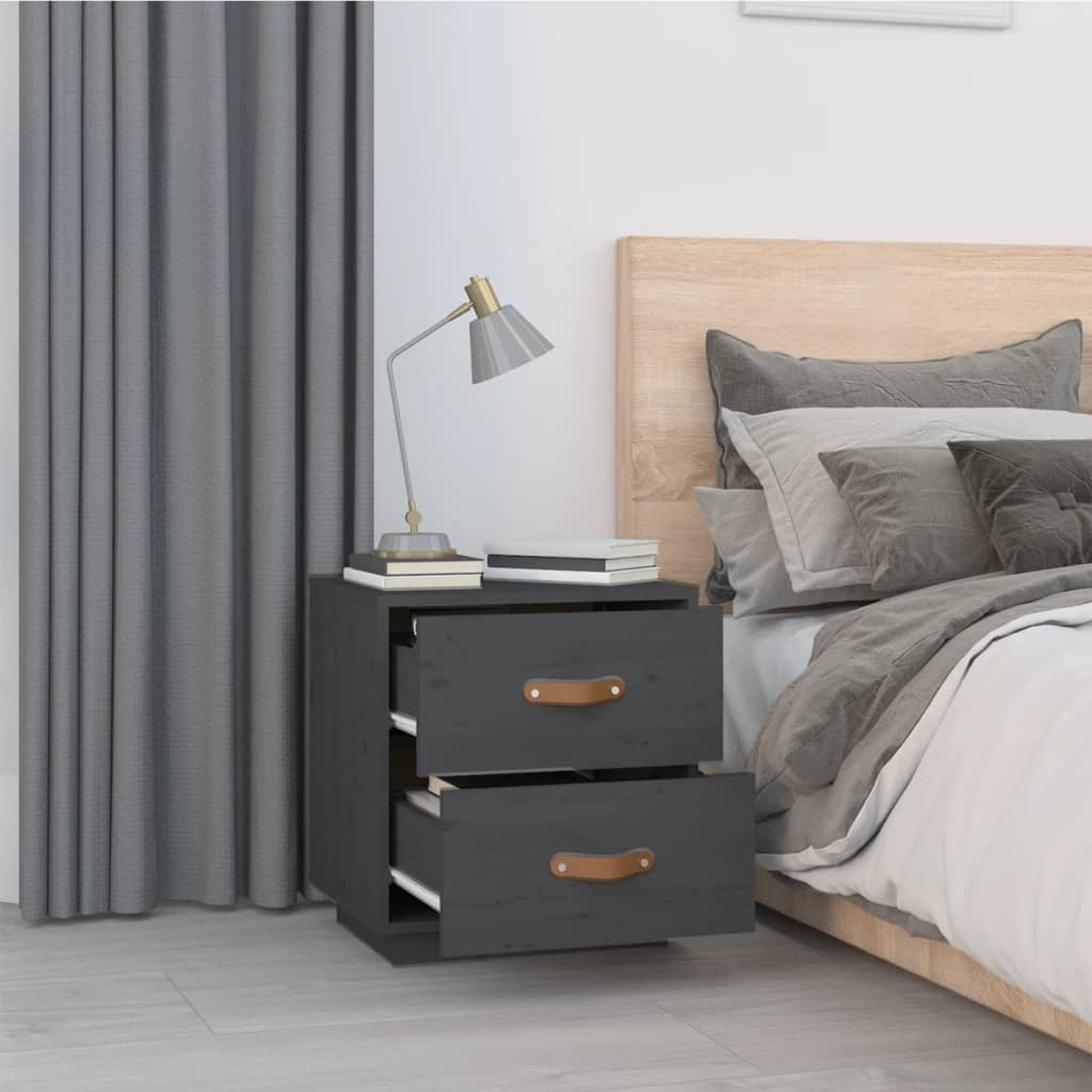 Bedside Cabinet Grey 40x34x45 cm Solid Wood Pine