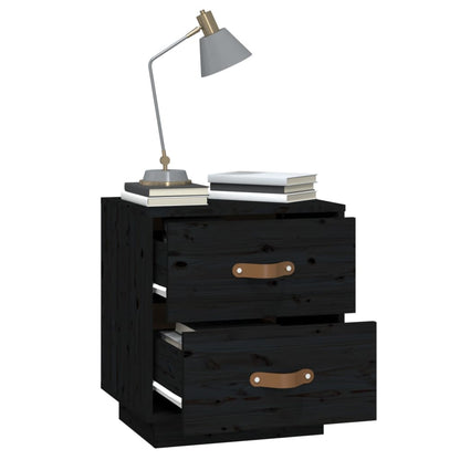 Bedside Cabinets 2 pcs Black 40x34x45 cm Solid Wood Pine