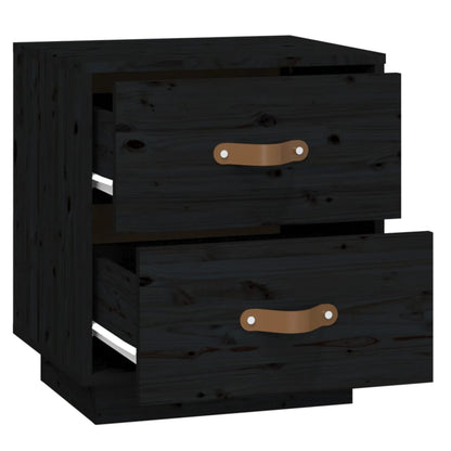 Bedside Cabinets 2 pcs Black 40x34x45 cm Solid Wood Pine