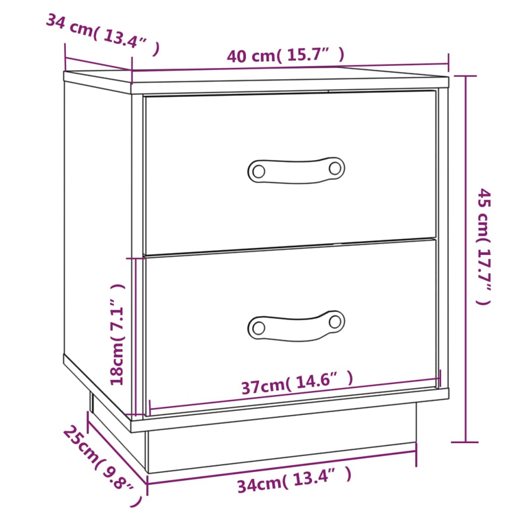 Bedside Cabinets 2 pcs Black 40x34x45 cm Solid Wood Pine