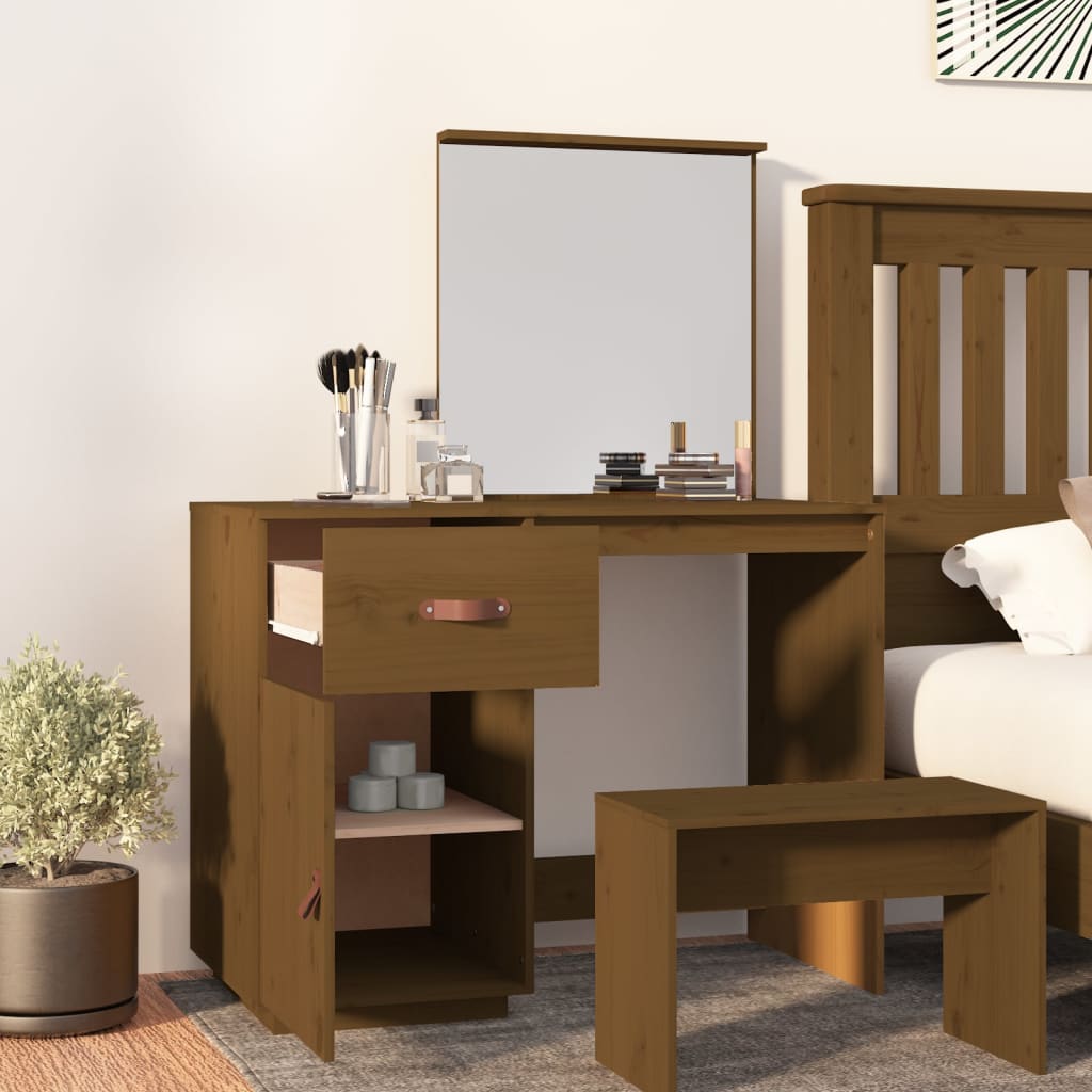 Dressing Table Honey Brown 95x50x134 cm Solid Wood Pine