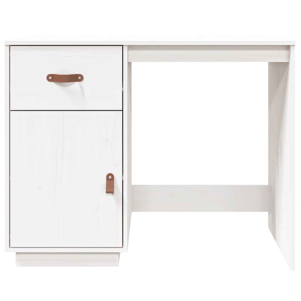 Desk White 95x50x75 cm Solid Wood Pine