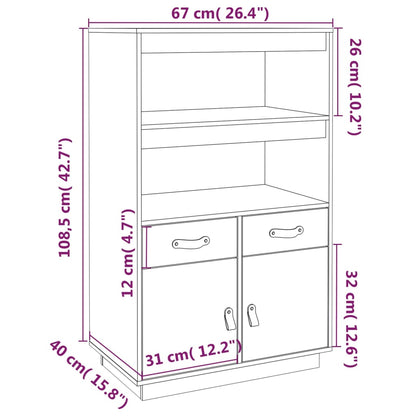 Highboard Honey Brown 67x40x108.5 cm Solid Wood Pine