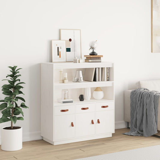 Highboard White 100x40x108.5 cm Solid Wood Pine