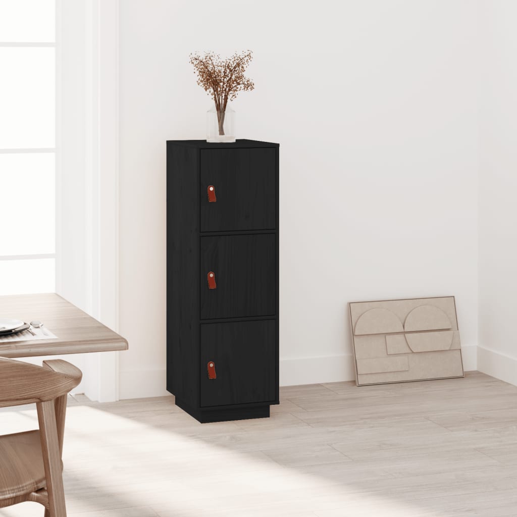 Highboard Black 34x40x108.5 cm Solid Wood Pine