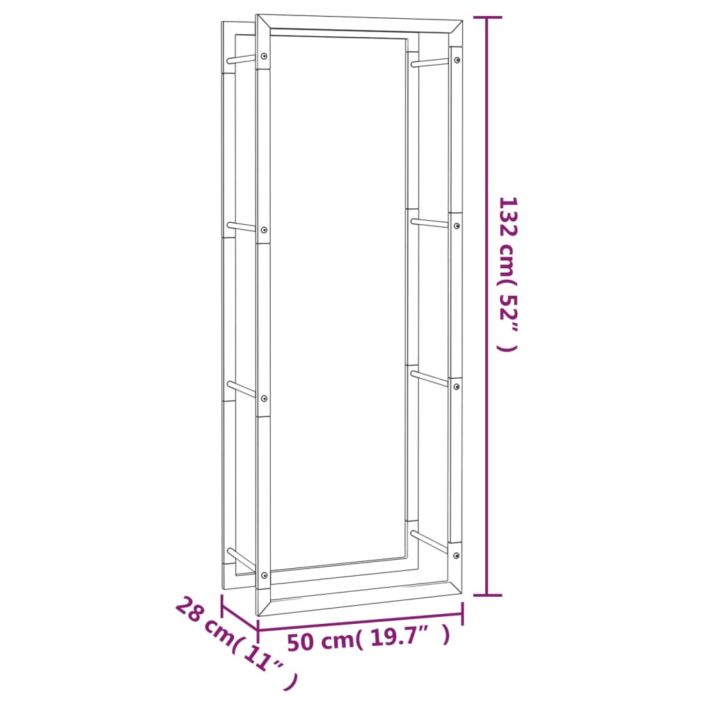 Firewood Rack Matt Black 50x28x132 cm Steel