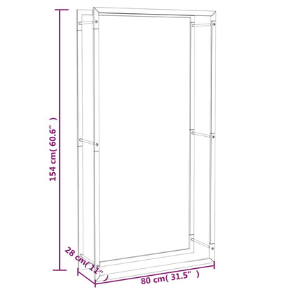 Firewood Rack Matt Black 80x28x154 cm Steel