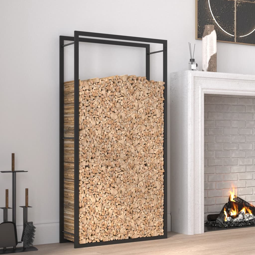 Firewood Rack Matt Black 80x28x154 cm Steel