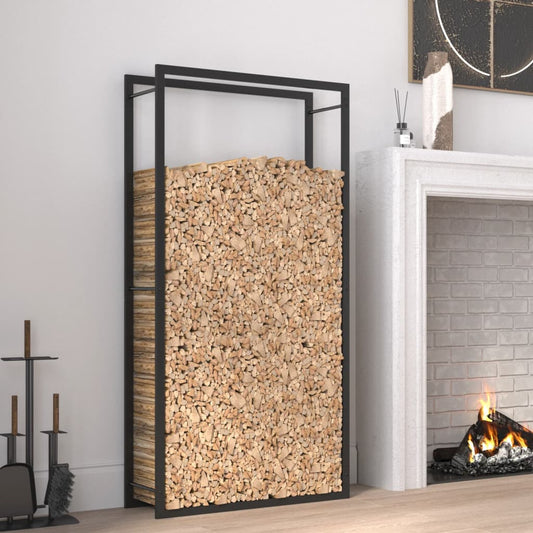 Firewood Rack Matt Black 80x28x154 cm Steel