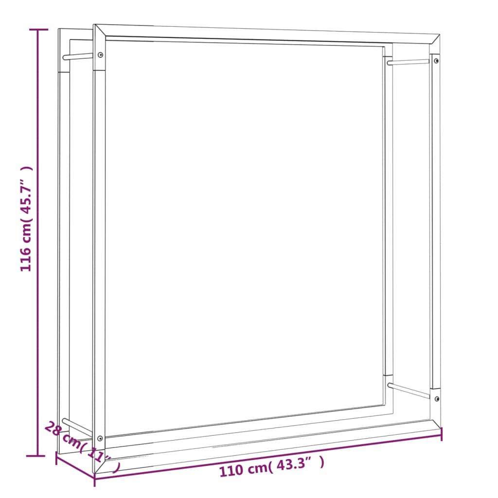 Firewood Rack Matt Black 110x28x116 cm Steel