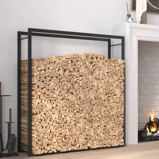 Firewood Rack Matt Black 110x28x116 cm Steel