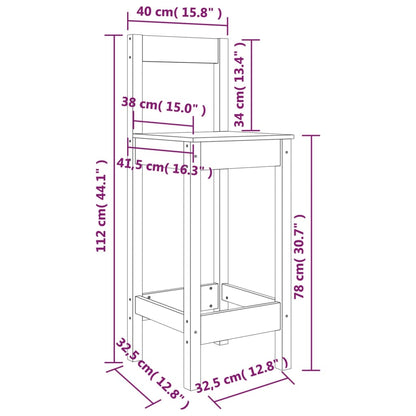 Bar Chairs 2 pcs White 40x41.5x112 cm Solid Wood Pine