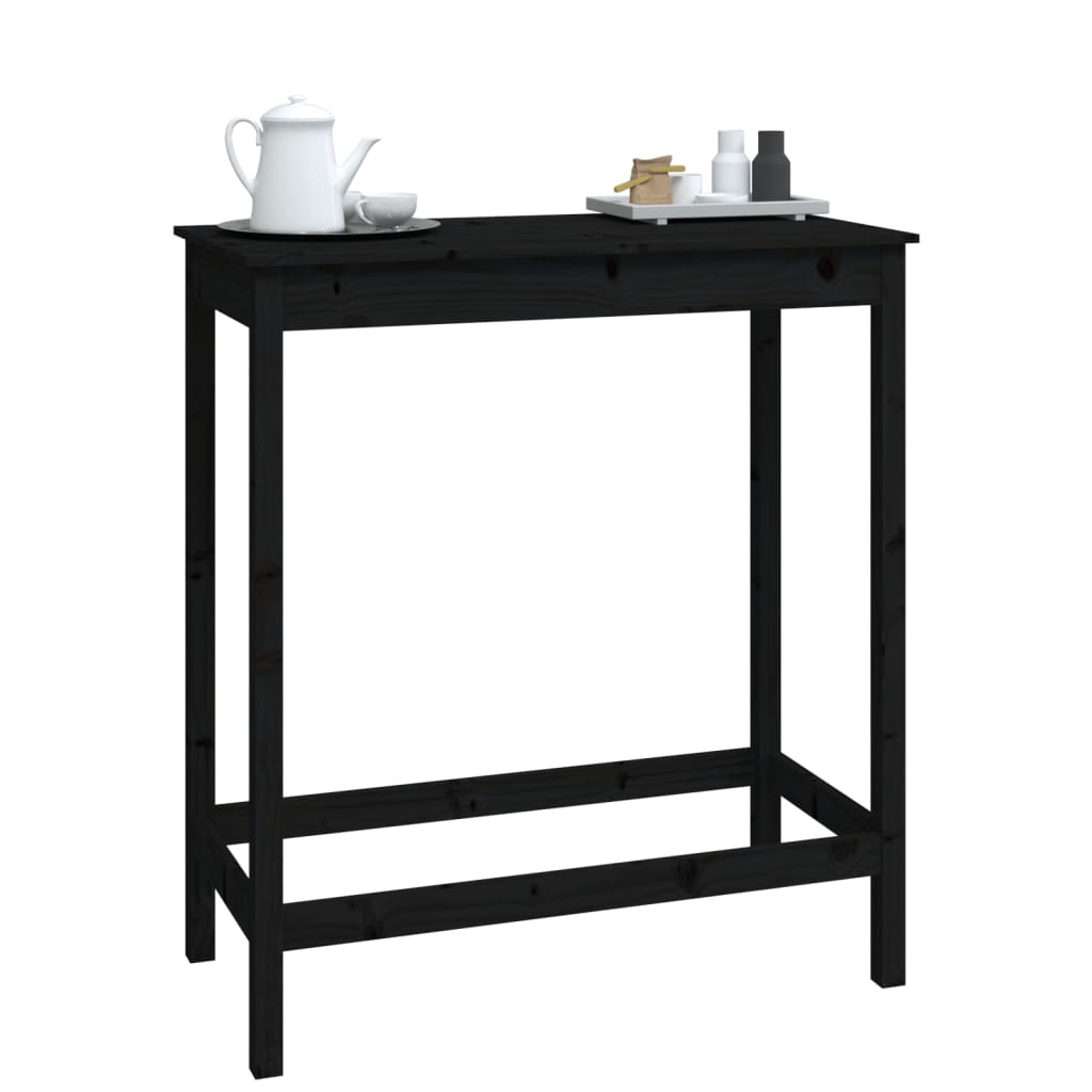 Bar Table Black 100x50x110 cm Solid Wood Pine