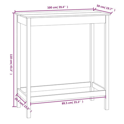 Bar Table Black 100x50x110 cm Solid Wood Pine