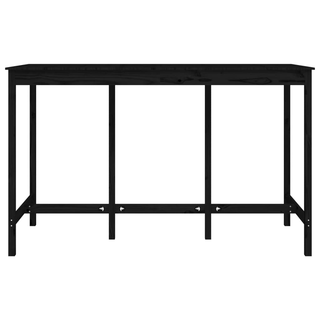 Bar Table Black 180x80x110 cm Solid Wood Pine