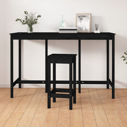 Bar Table Black 180x80x110 cm Solid Wood Pine