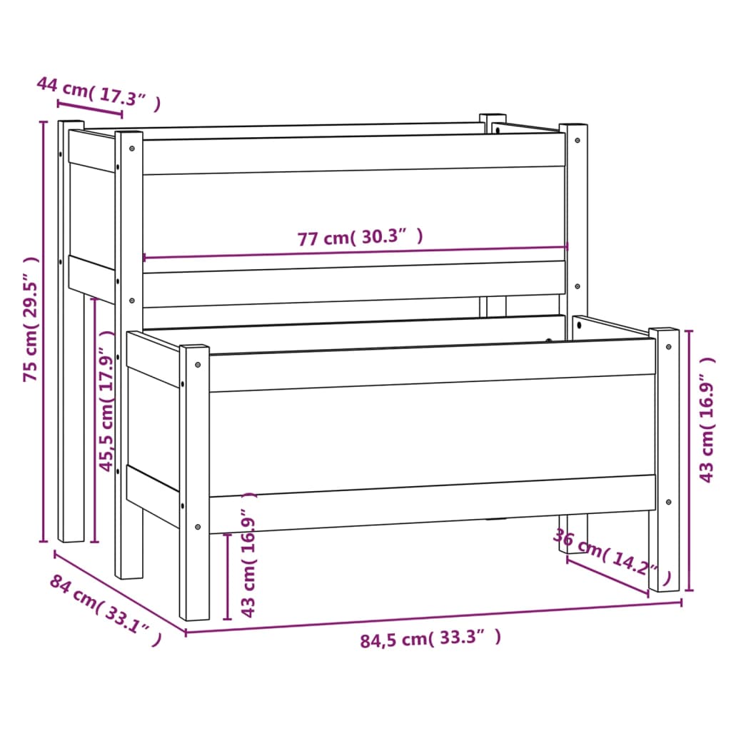 Planter 84.5x84x75 cm Solid Wood Pine