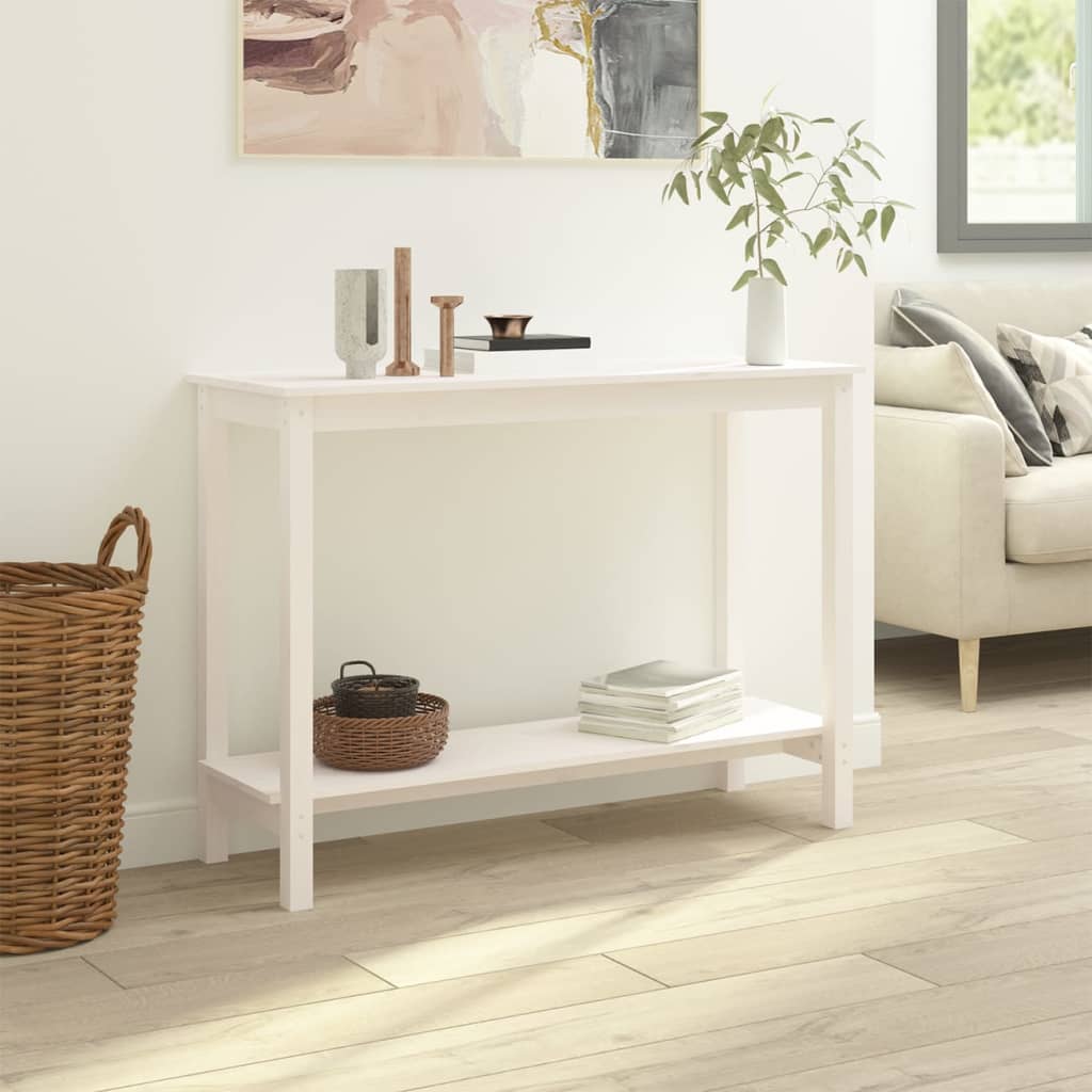 Console Table White 110x40x80 cm Solid Wood Pine