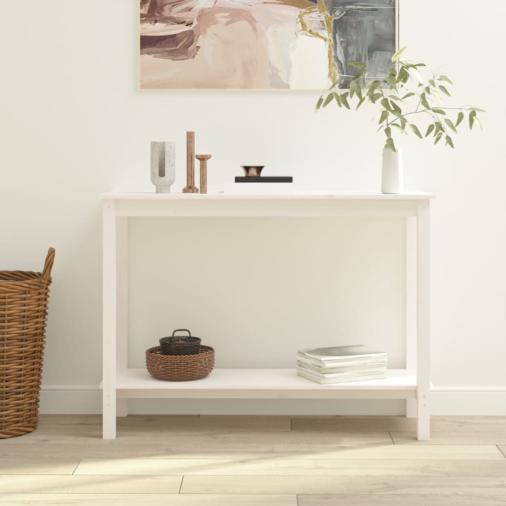 Console Table White 110x40x80 cm Solid Wood Pine