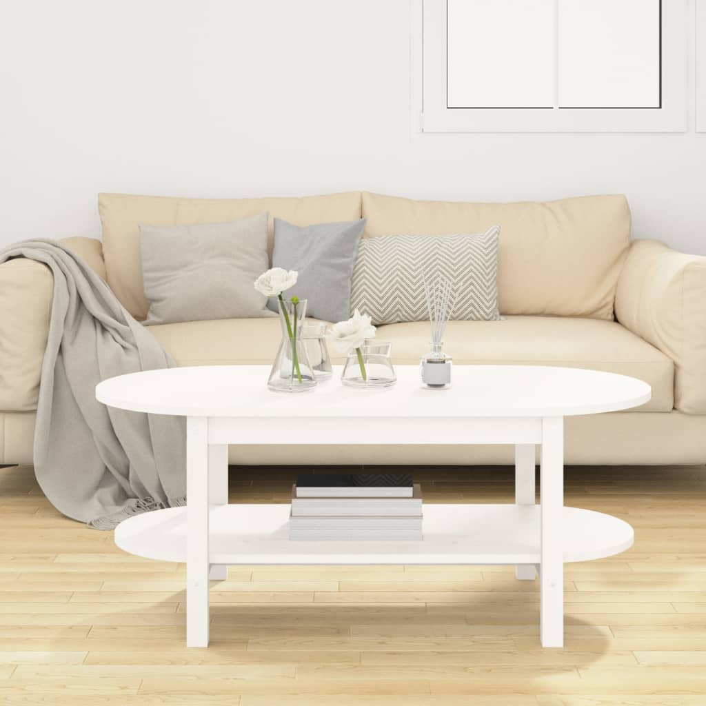 Coffee Table White 110x55x45 cm Solid Wood Pine