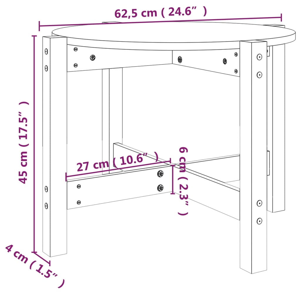 Coffee Table Black Ø 62.5x45 cm Solid Wood Pine