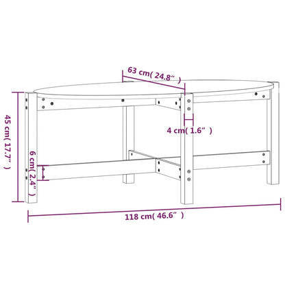 Coffee Table Grey 118x63x45 cm Solid Wood Pine