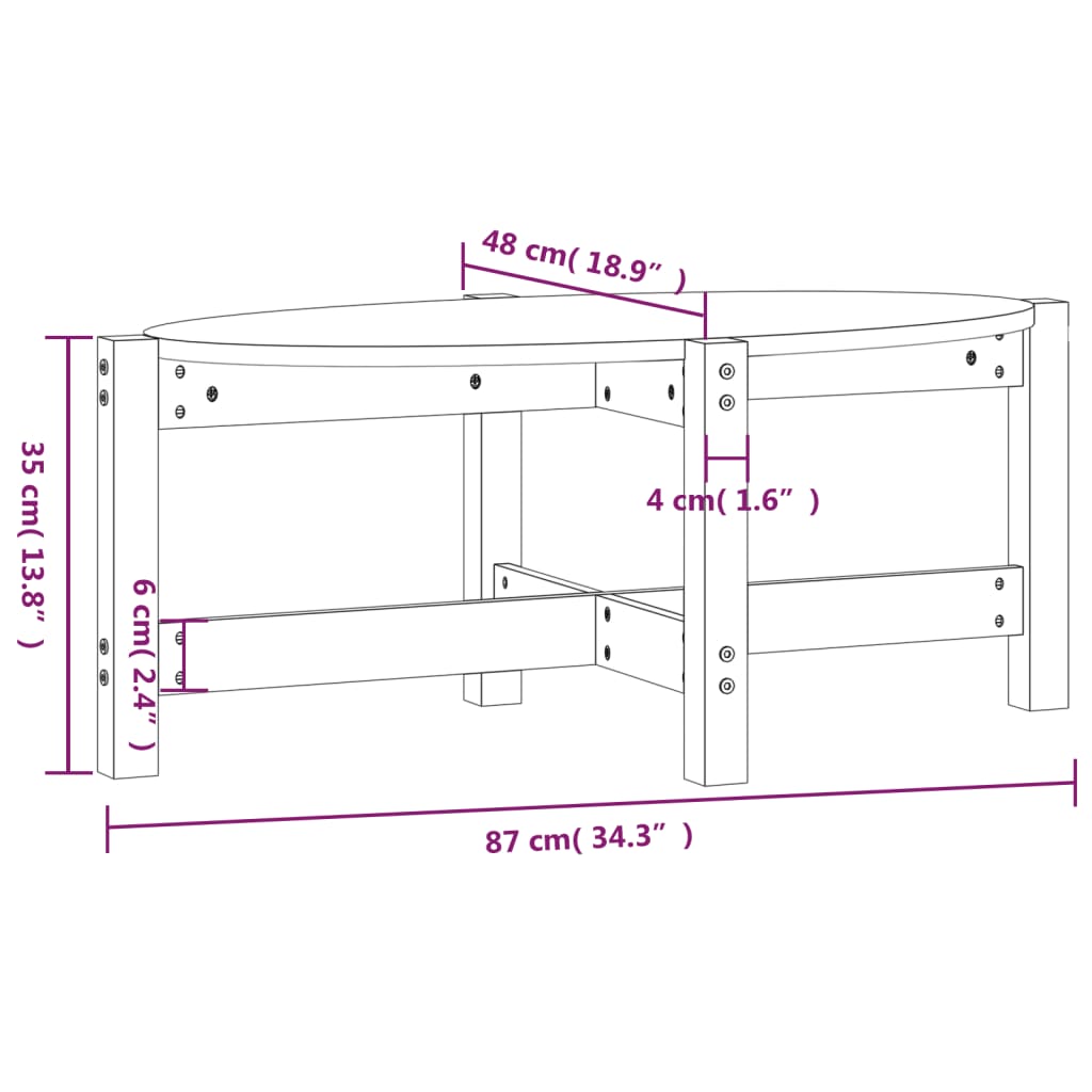 Coffee Table White 87x48x35 cm Solid Wood Pine