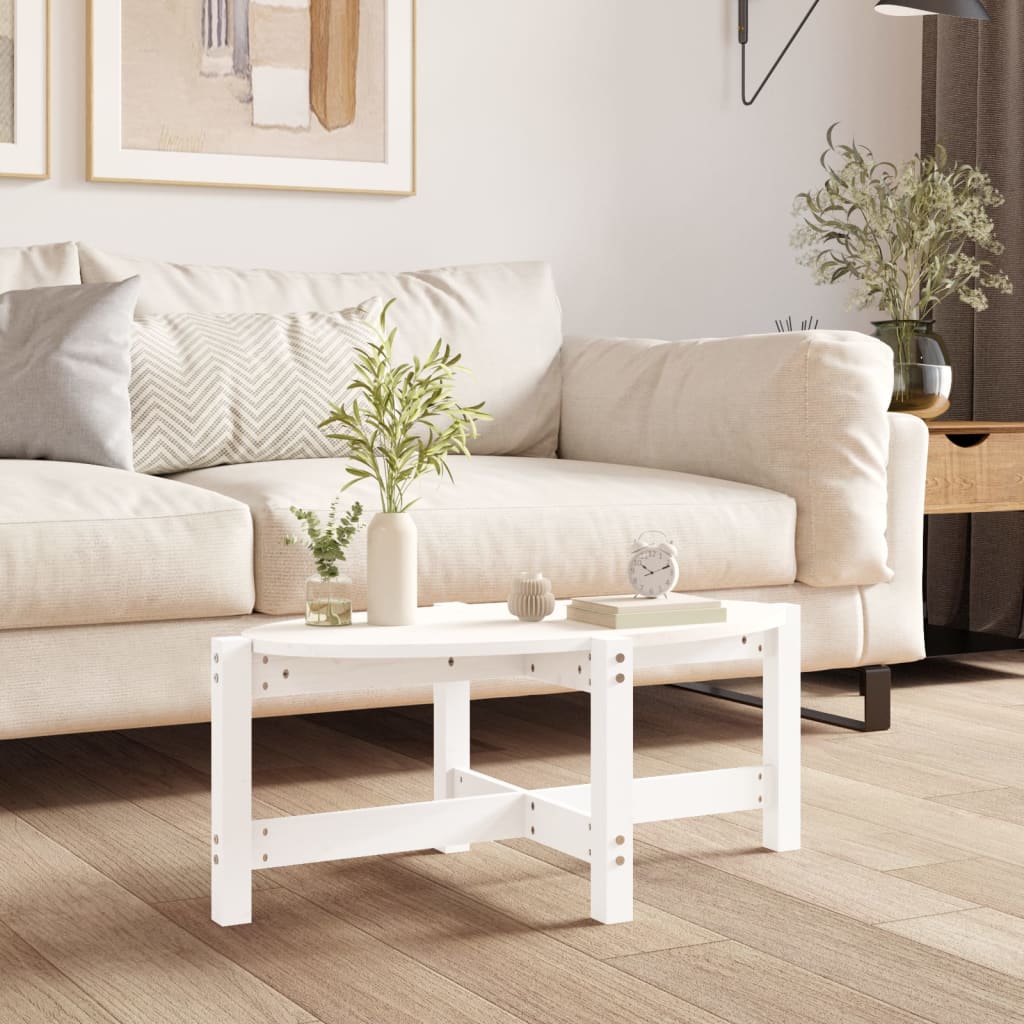 Coffee Table White 87x48x35 cm Solid Wood Pine