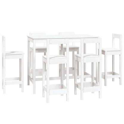 7 Piece Bar Set White Solid Wood Pine