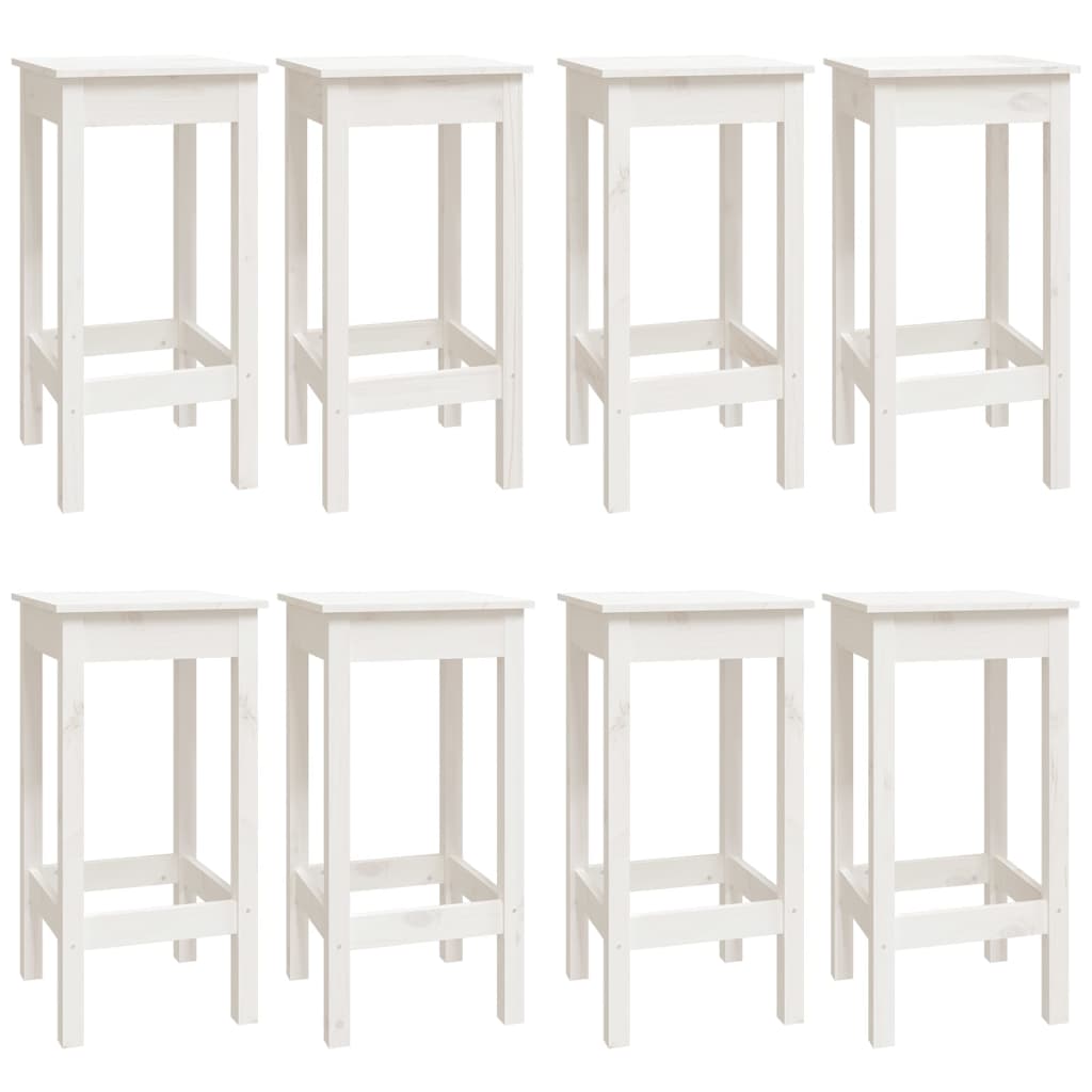 9 Piece Bar Set White Solid Wood Pine