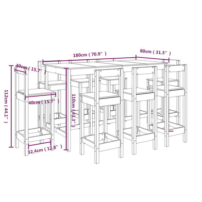 9 Piece Bar Set Solid Wood Pine