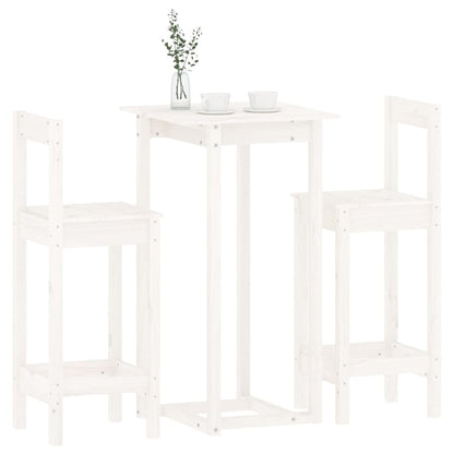 3 Piece Bar Set White Solid Wood Pine