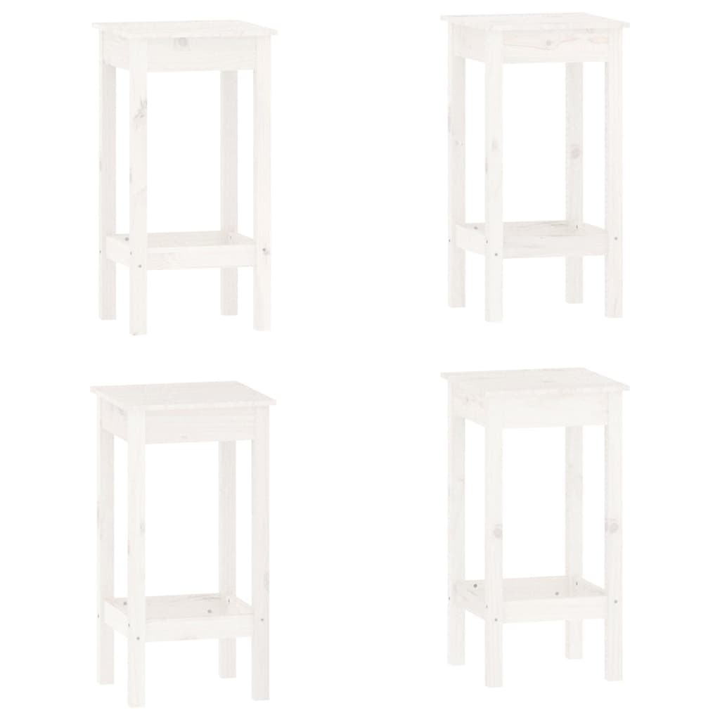 5 Piece Bar Set White Solid Wood Pine