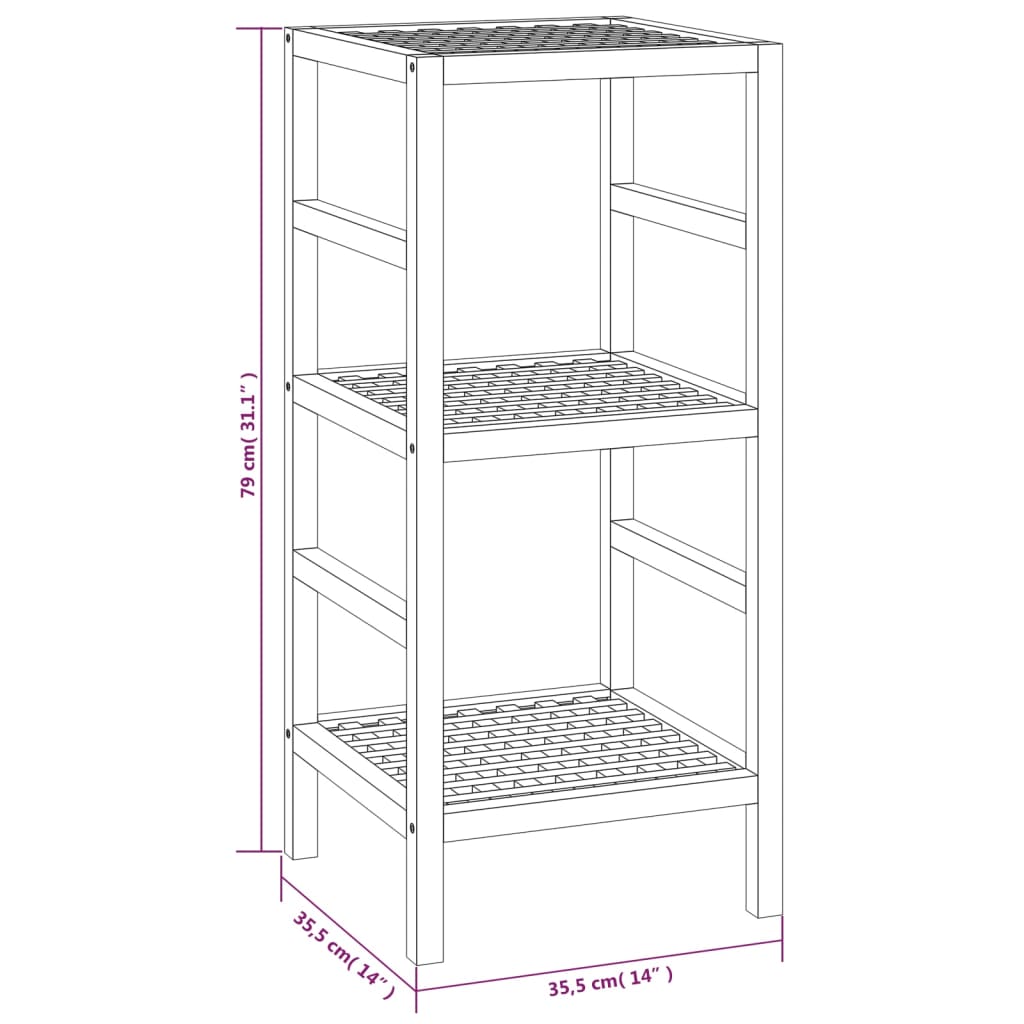 Bathroom Shelf 35.5x35.5x79 cm Solid Wood Walnut