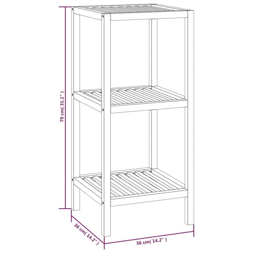 Bathroom Shelf 36x36x79 cm Solid Wood Walnut