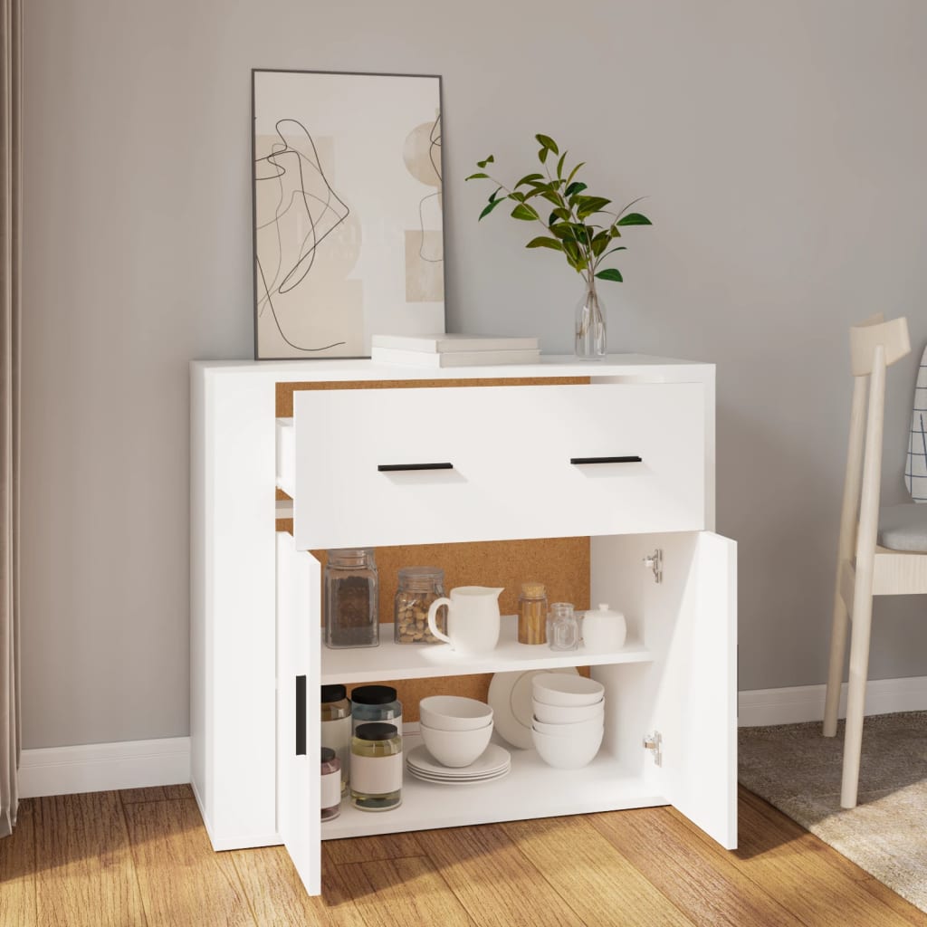 Sideboard White 80x33x70 cm Engineered Wood