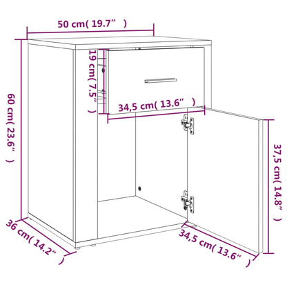 Bedside Cabinet Brown Oak 50x36x60 cm Engineered Wood