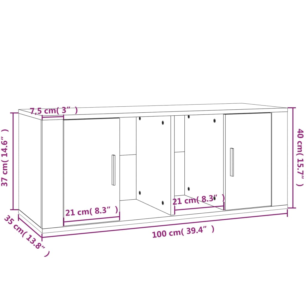 TV Cabinet Grey Sonoma 100x35x40 cm Engineered Wood