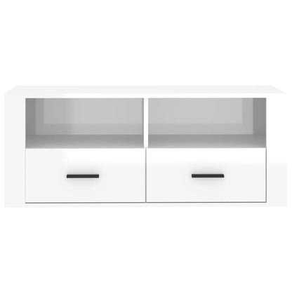 TV Cabinet High Gloss White 100x35x40 cm Engineered Wood