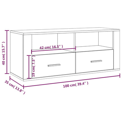 TV Cabinet High Gloss White 100x35x40 cm Engineered Wood