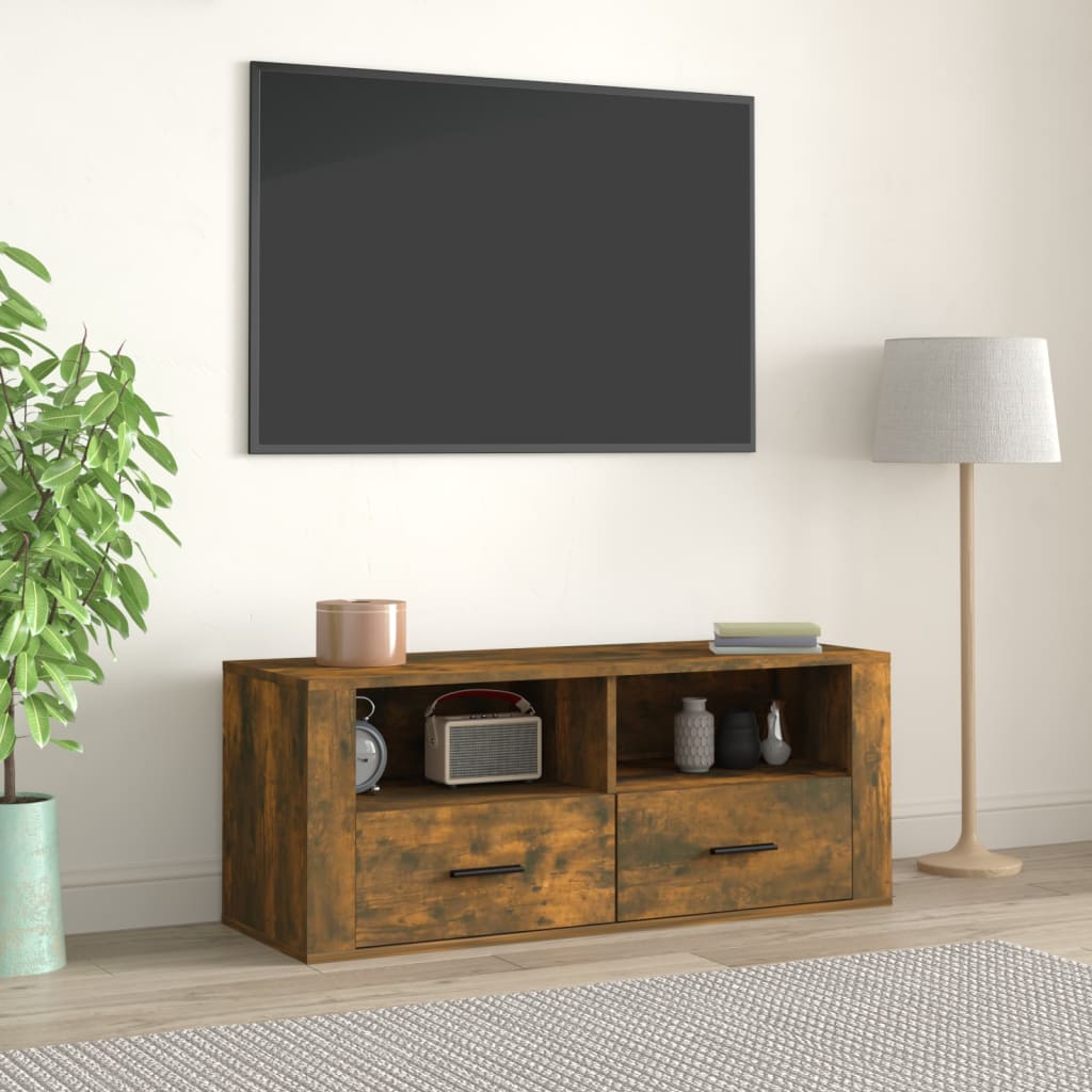 TV Cabinet Smoked Oak 100x35x40 cm Engineered Wood