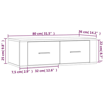 Hanging TV Cabinet White 80x36x25 cm Engineered Wood