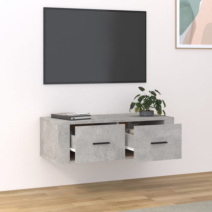 Hanging TV Cabinet Concrete Grey 80x36x25 cm Engineered Wood